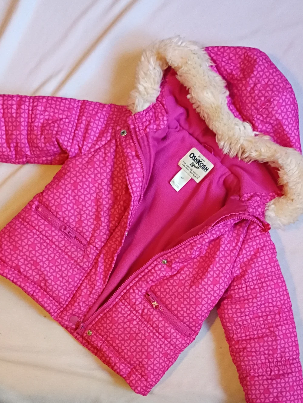 Osh Kosh Kids Pink Hooded Faux-Fur Trim Puffer Jacket